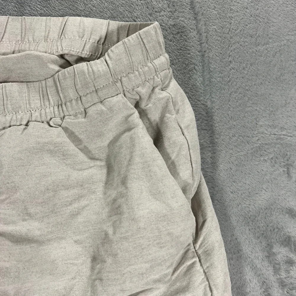 H&M Linen Blend Pants Womens Medium Beige Relaxed Drawstring Wide Leg